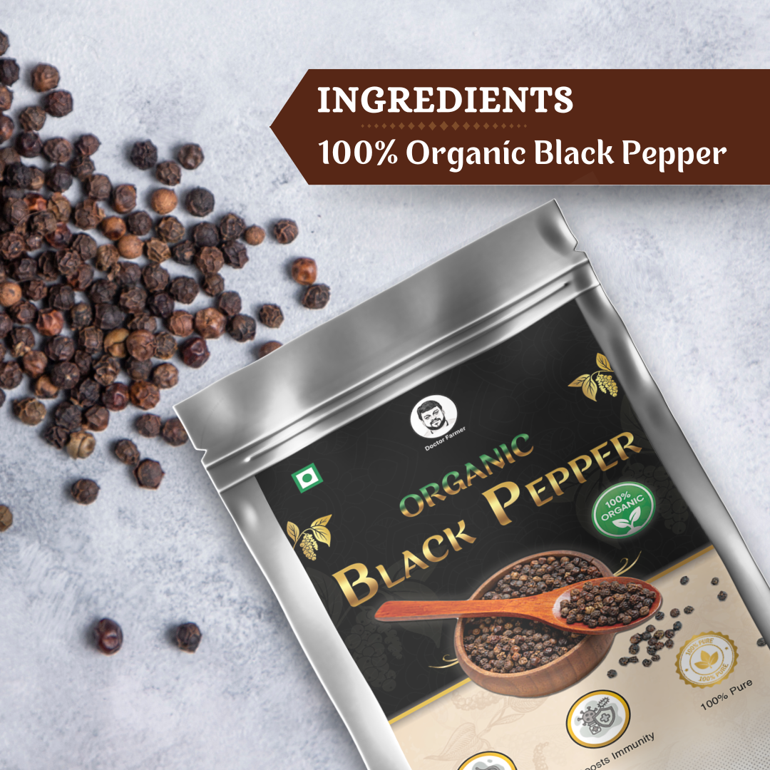 Organic Whole Black Pepper, 100 gms