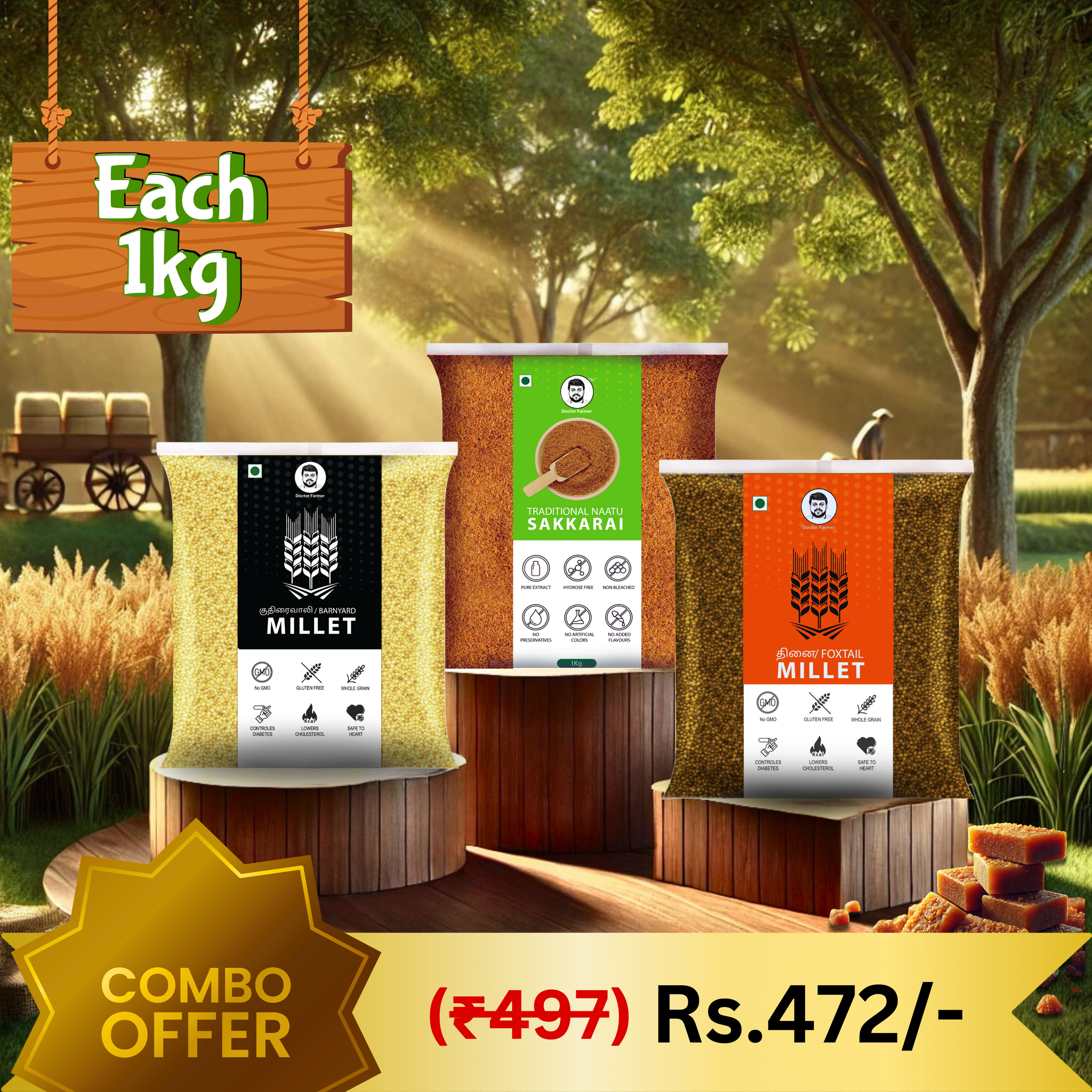 Doctor Farmer Nattusakkarai, Kuthiraivalli & Thinai combo pack