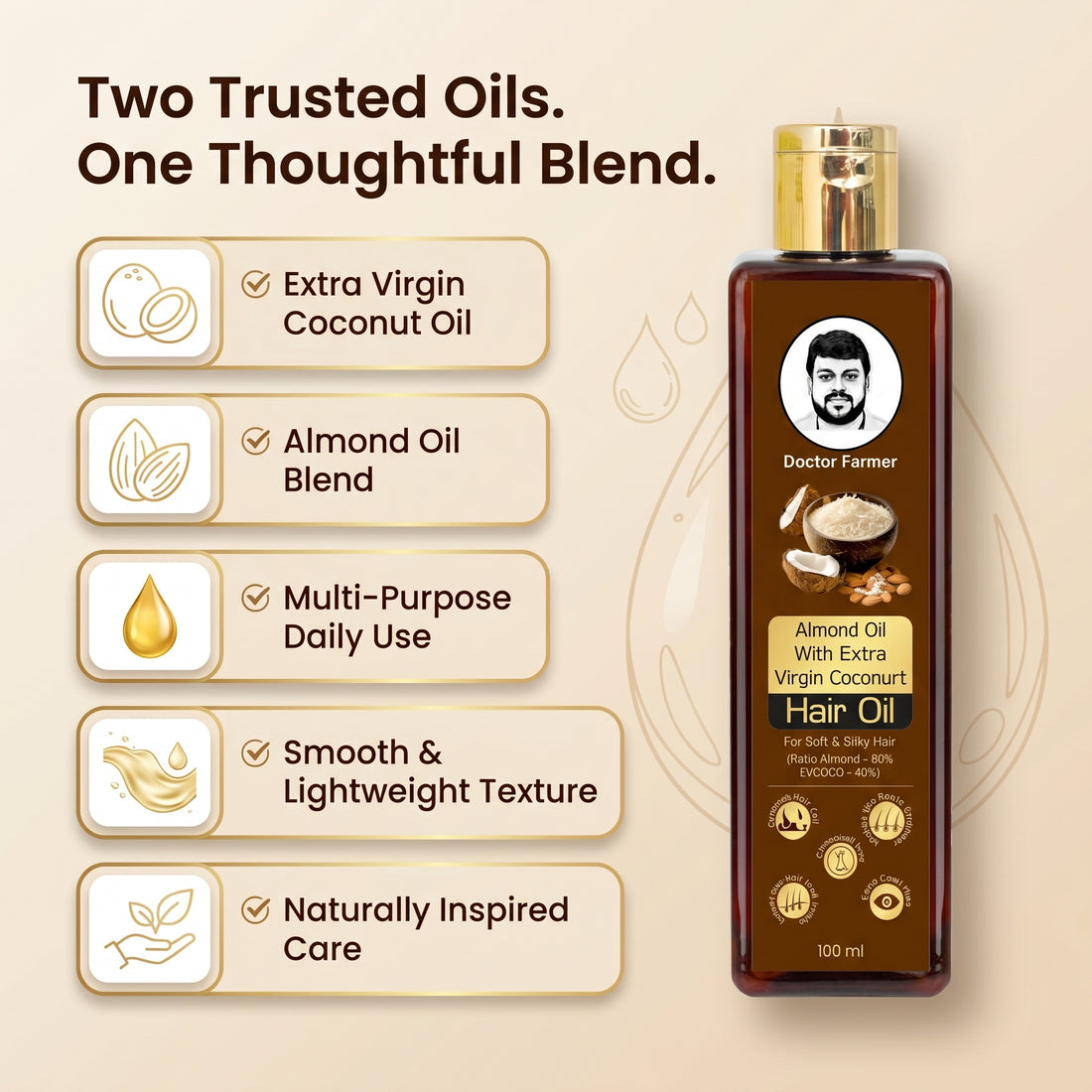 Doctor Farmer Almond with Coconut Hair Oil, 100ml