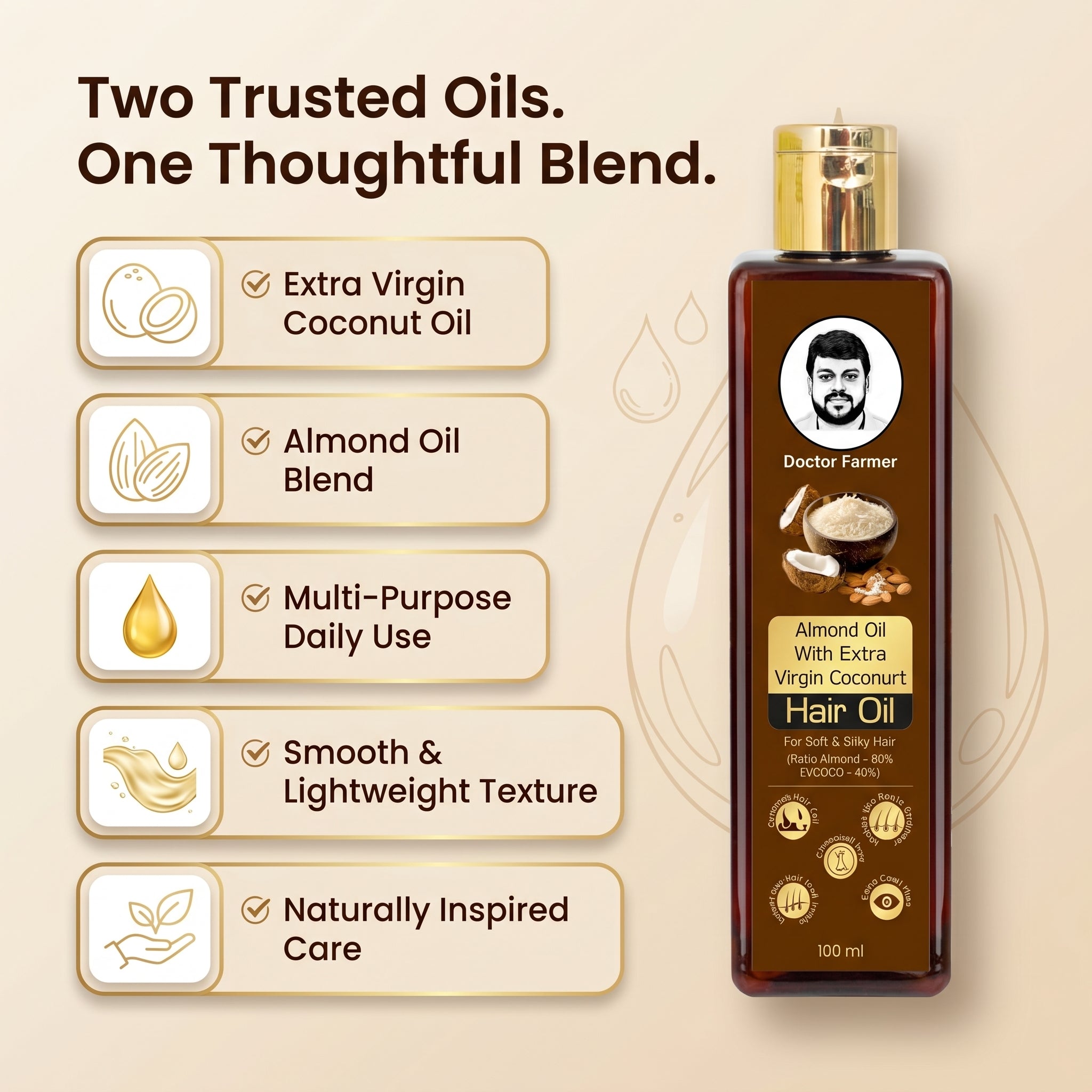 Doctor Farmer Almond with Coconut Hair Oil, 100ml