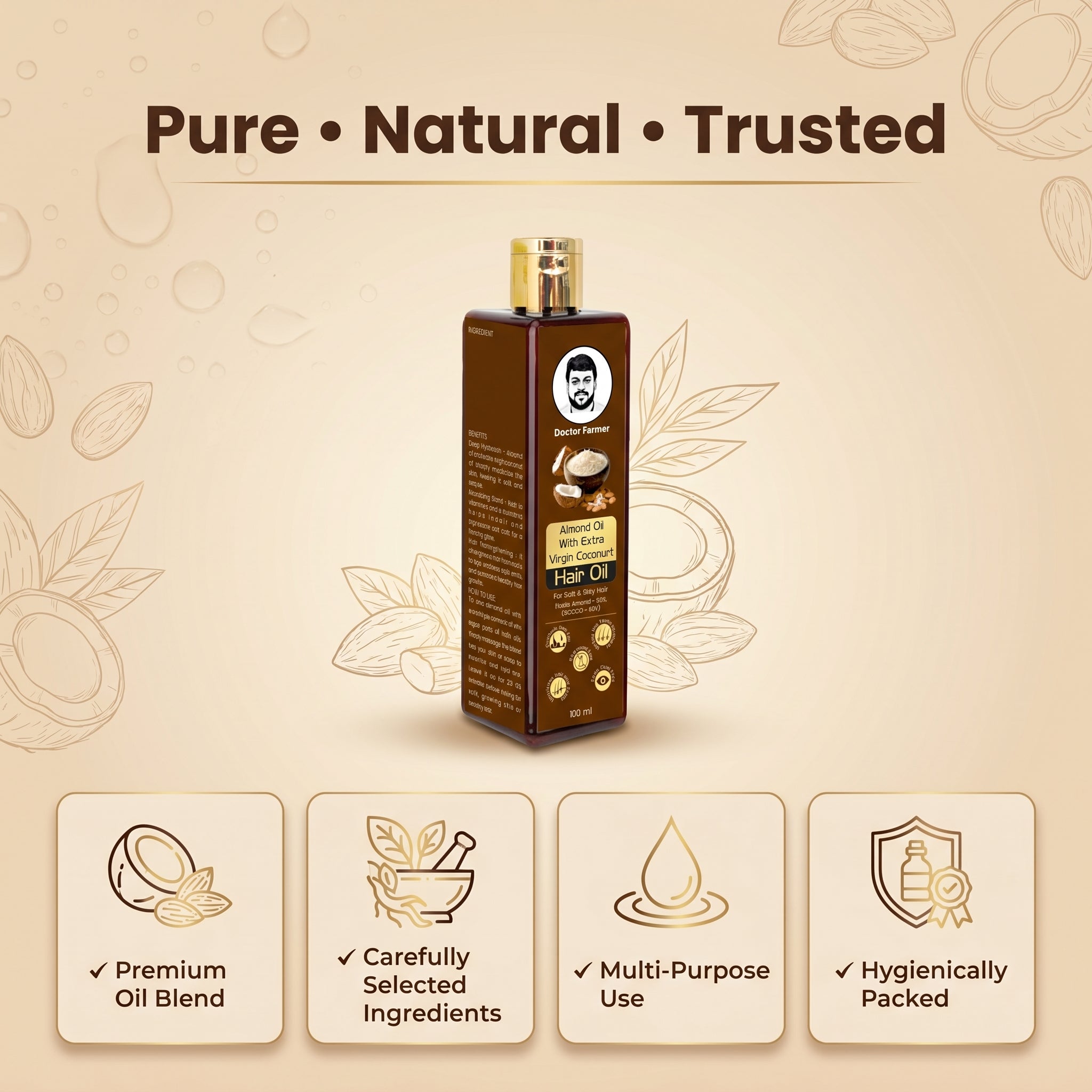 Doctor Farmer Almond with Coconut Hair Oil, 100ml