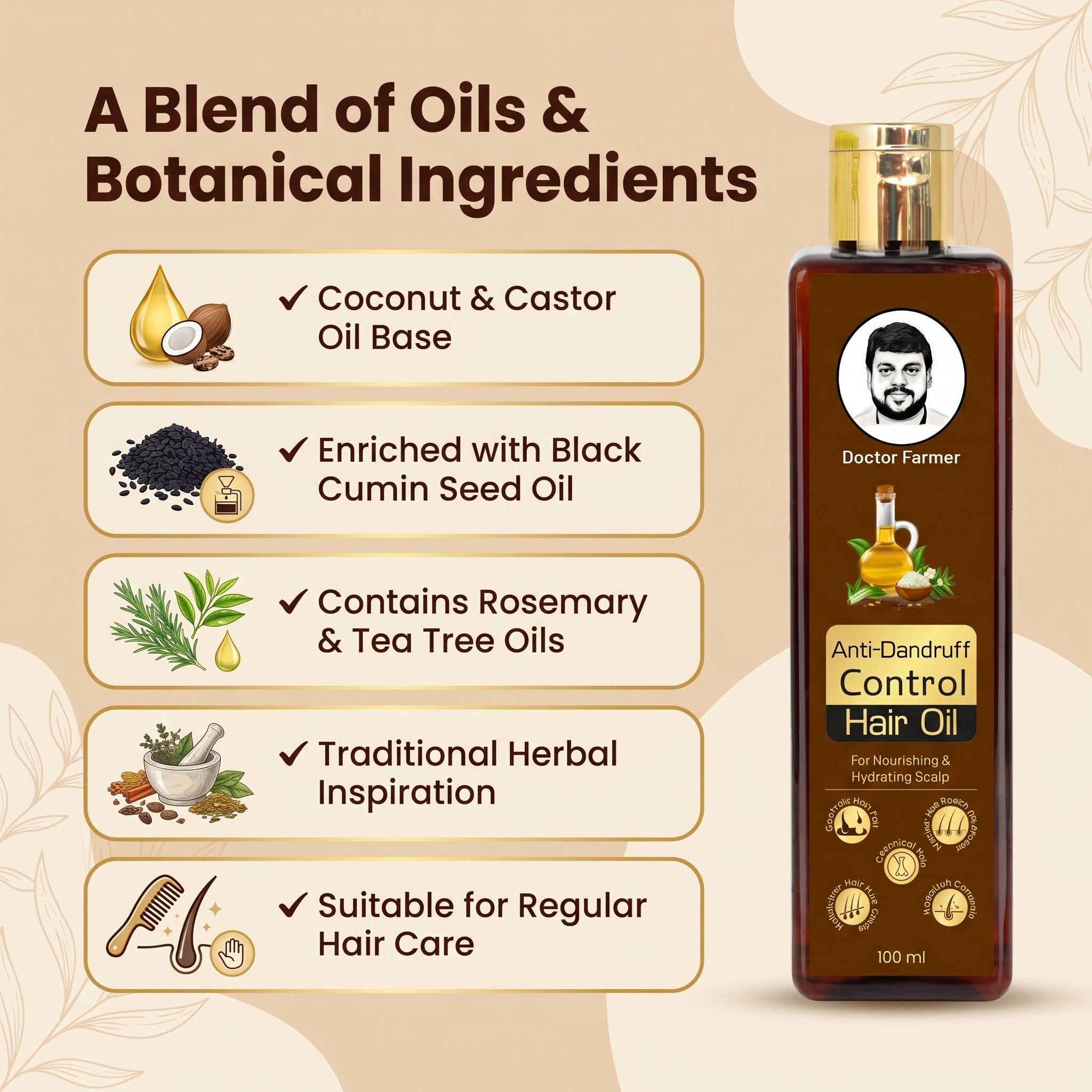Doctor Farmer Anti-Dandruff Control Hair Oil, 100ml