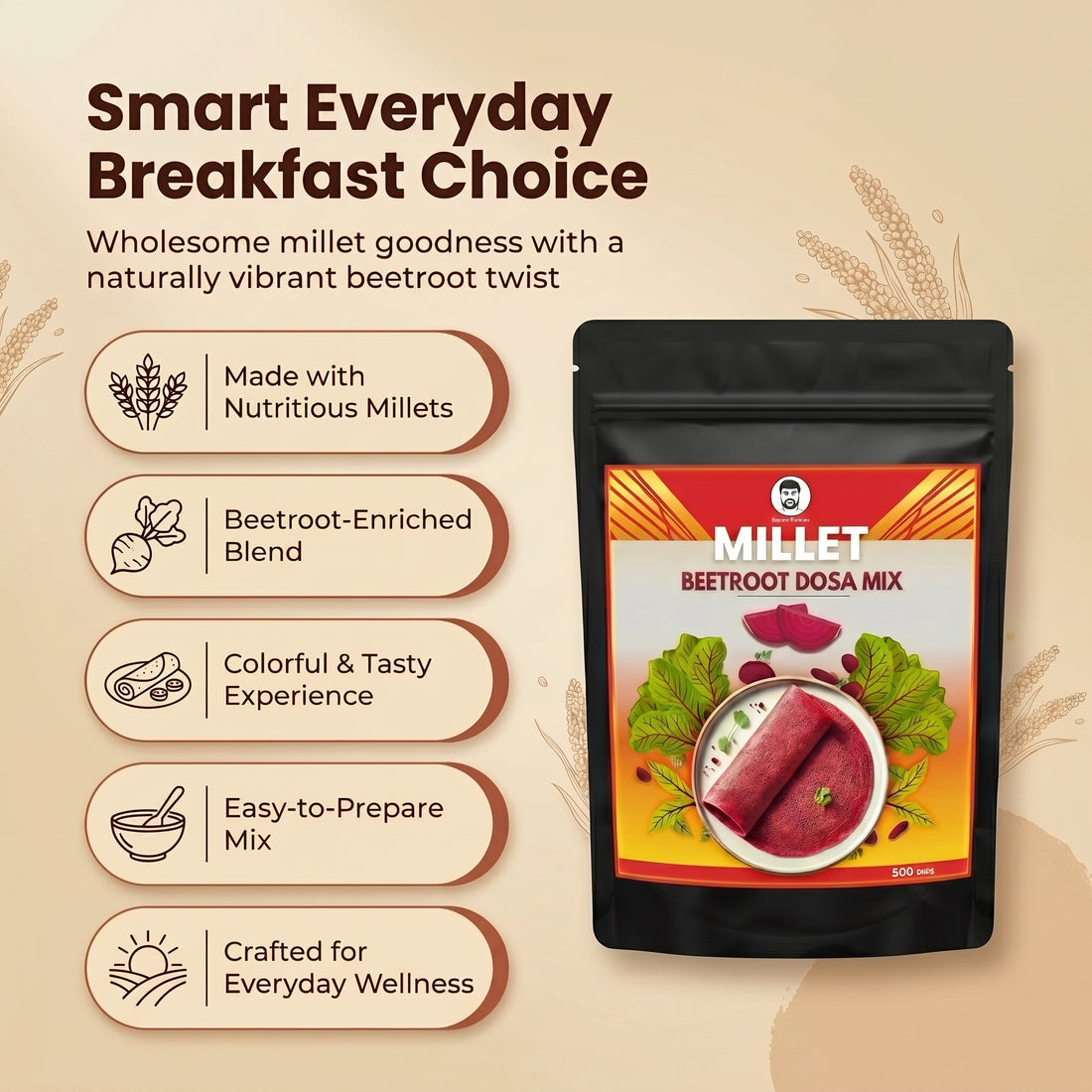 Doctor Farmer Millet Beetroot Dosa Mix 500gms