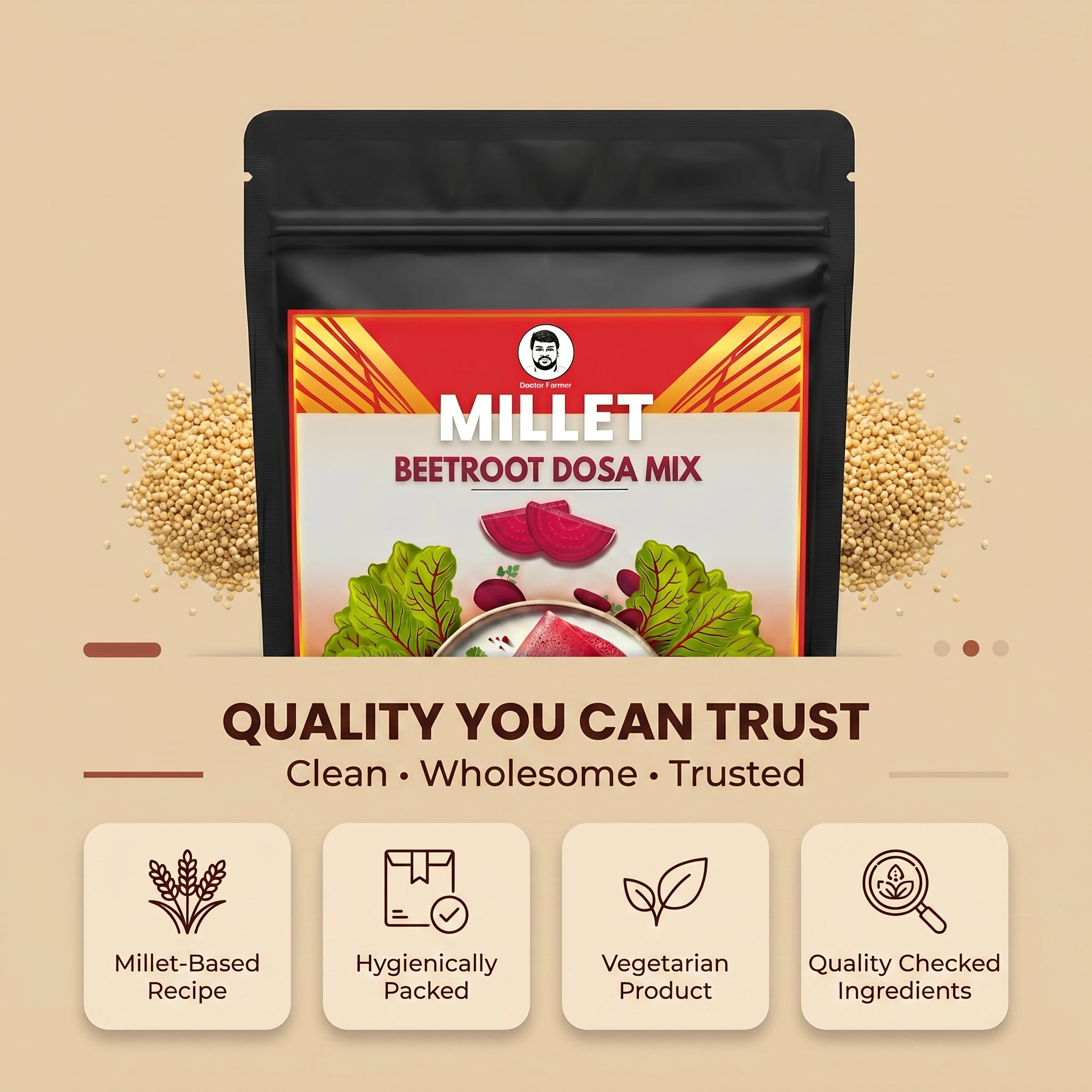 Doctor Farmer Millet Beetroot Dosa Mix 500gms