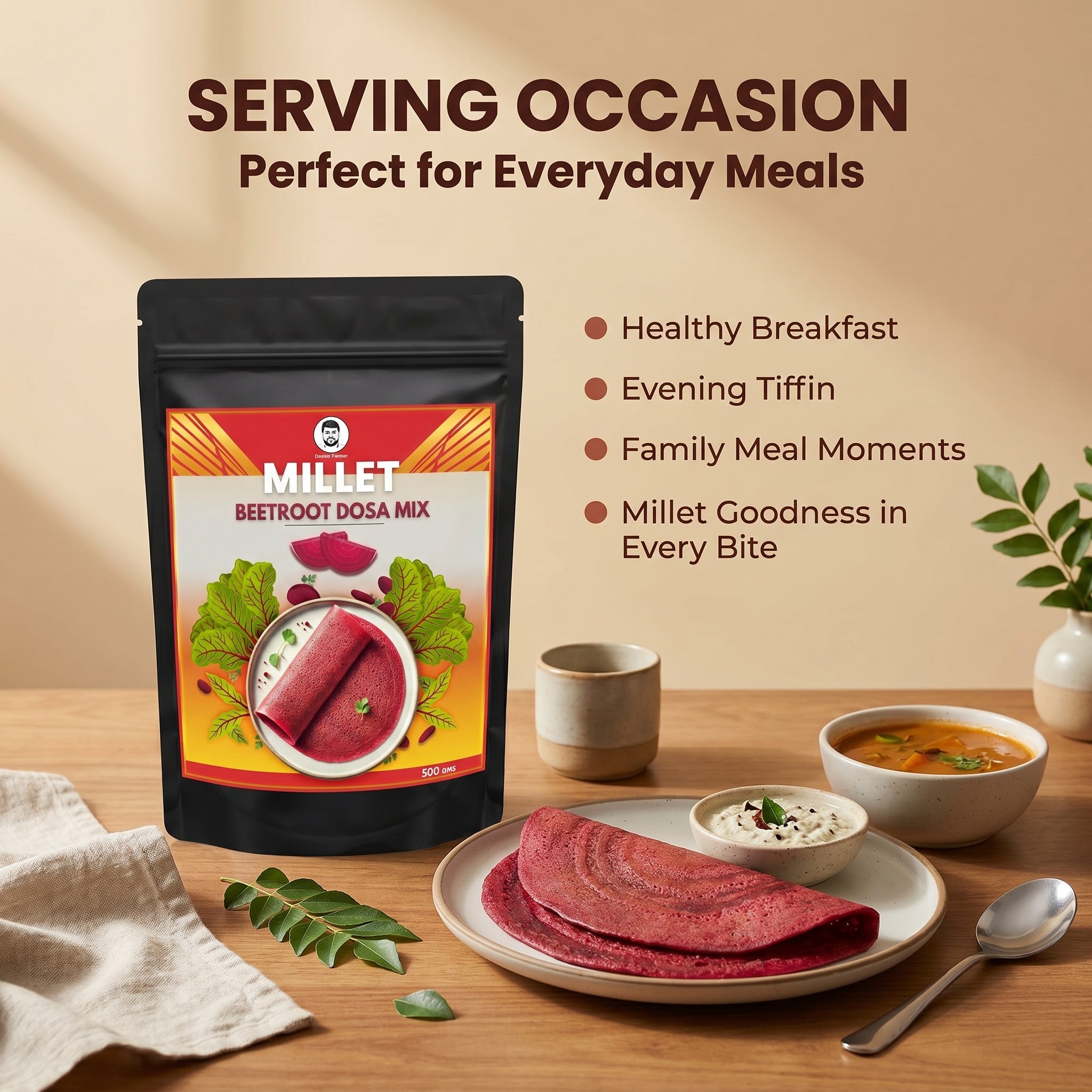 Doctor Farmer Millet Beetroot Dosa Mix 500gms