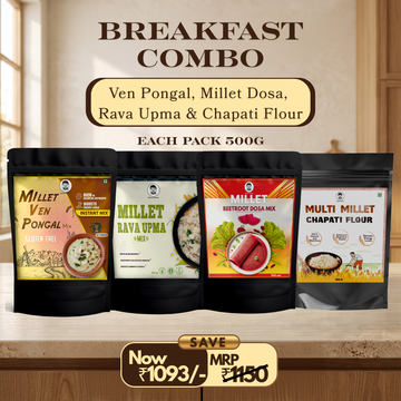 Doctor Farmer Ven Pongal, Millet Dosa, Rava Upma & Chapati Flour combo pack