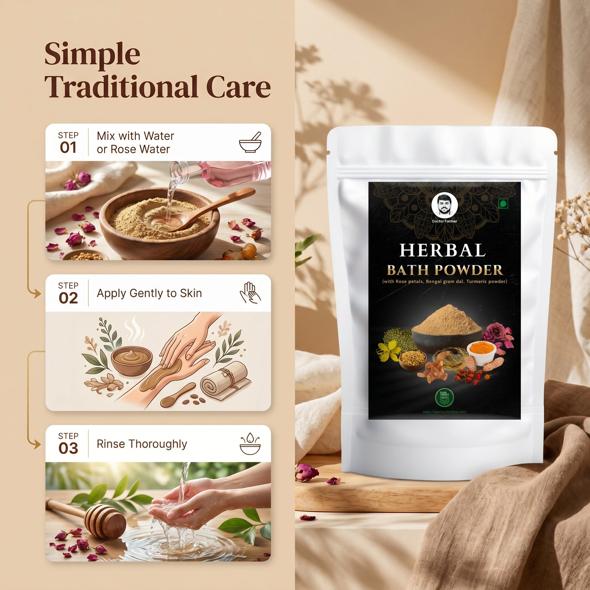 Doctor Farmer Herbal Bath Powder, 500gms