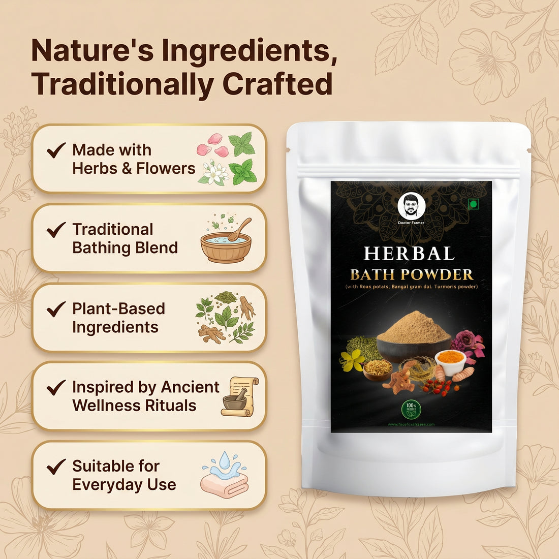 Doctor Farmer Herbal Bath Powder, 500gms
