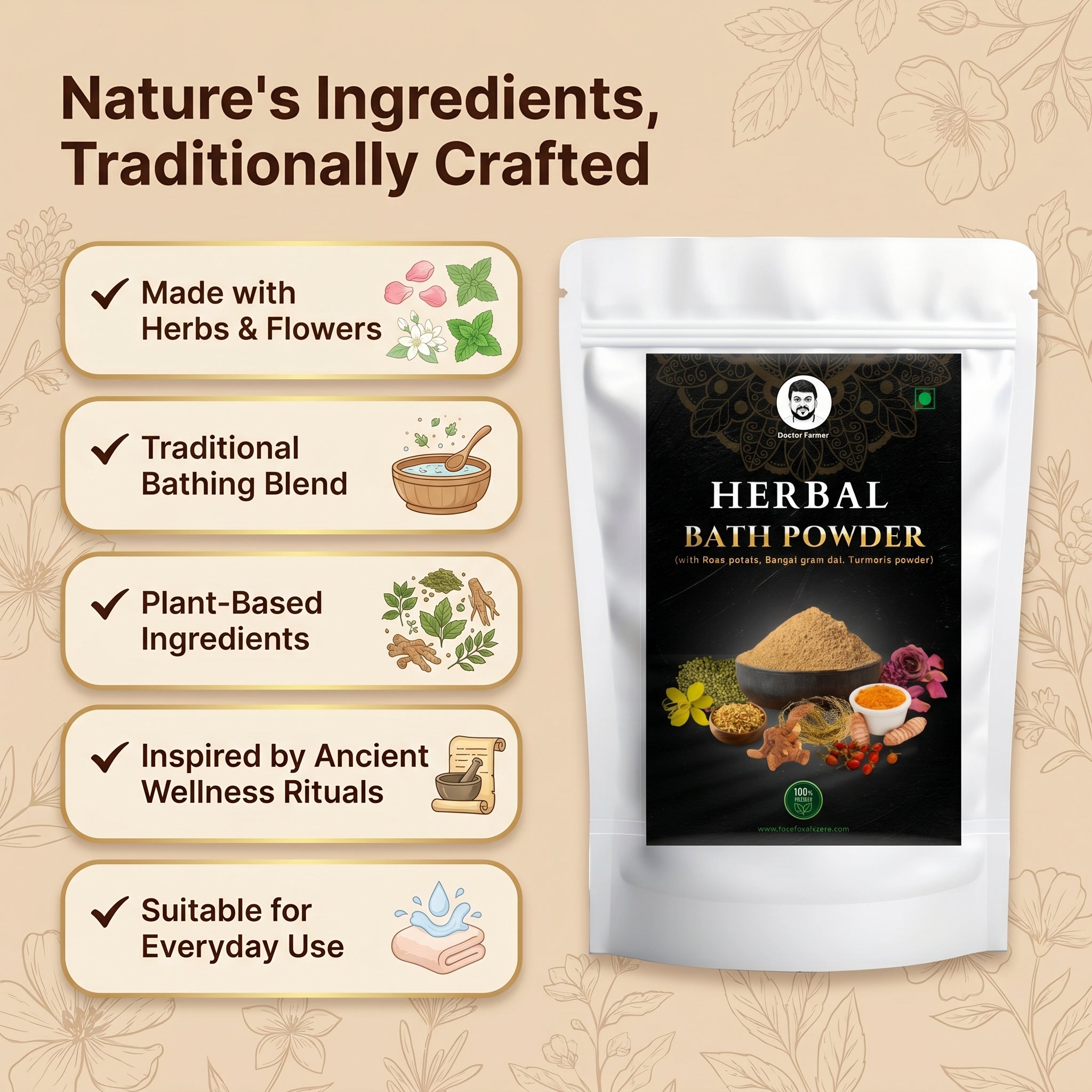 Doctor Farmer Herbal Bath Powder, 500gms