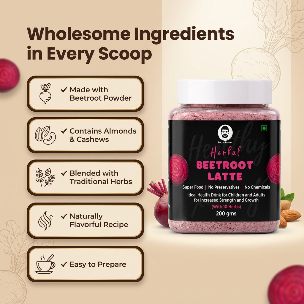 Doctor Farmer Herbal Beetroot Latte | Natural Children Drink | 200gms