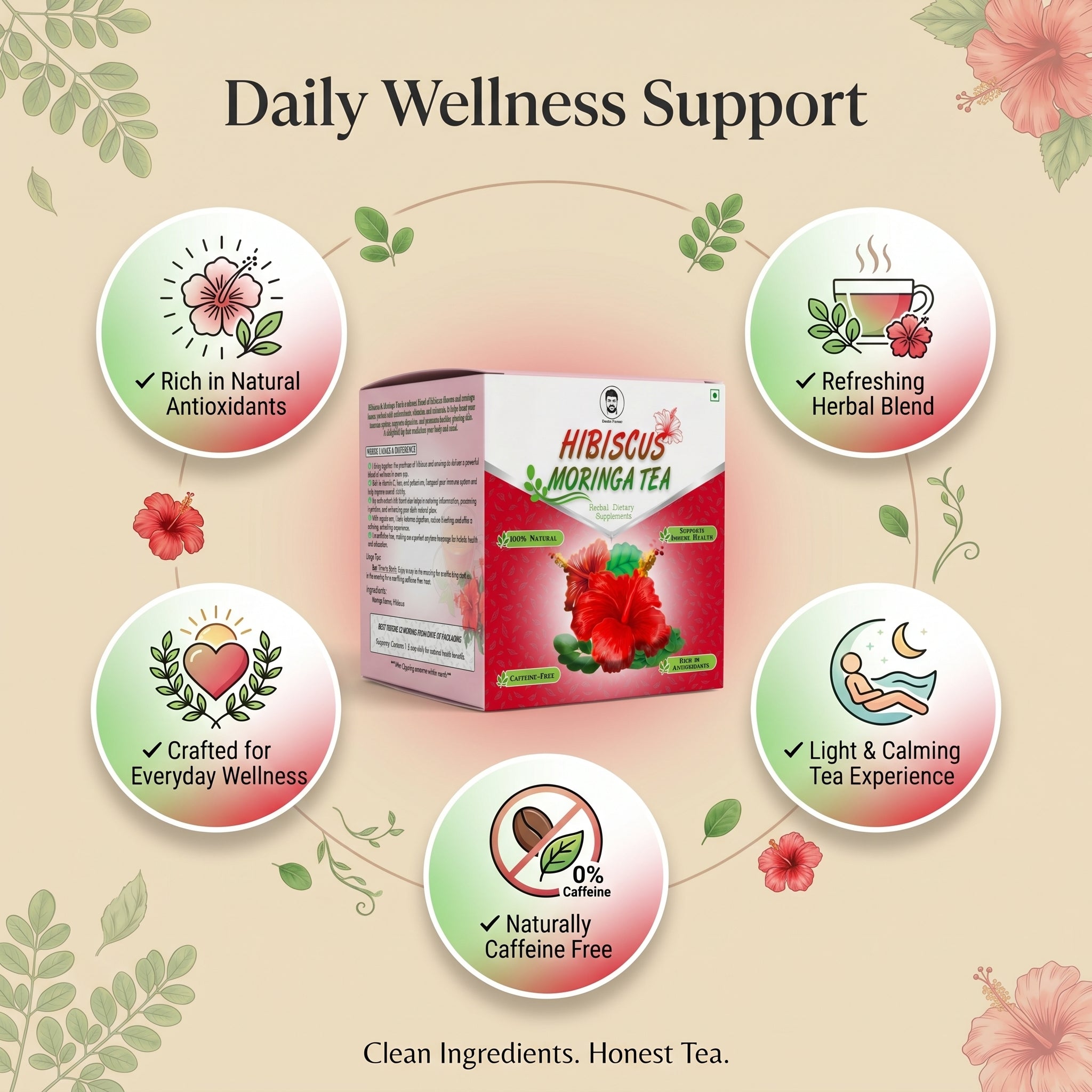 Doctor Farmer Moringa Hibiscus Tea 1 Box (20 Tea Bags)