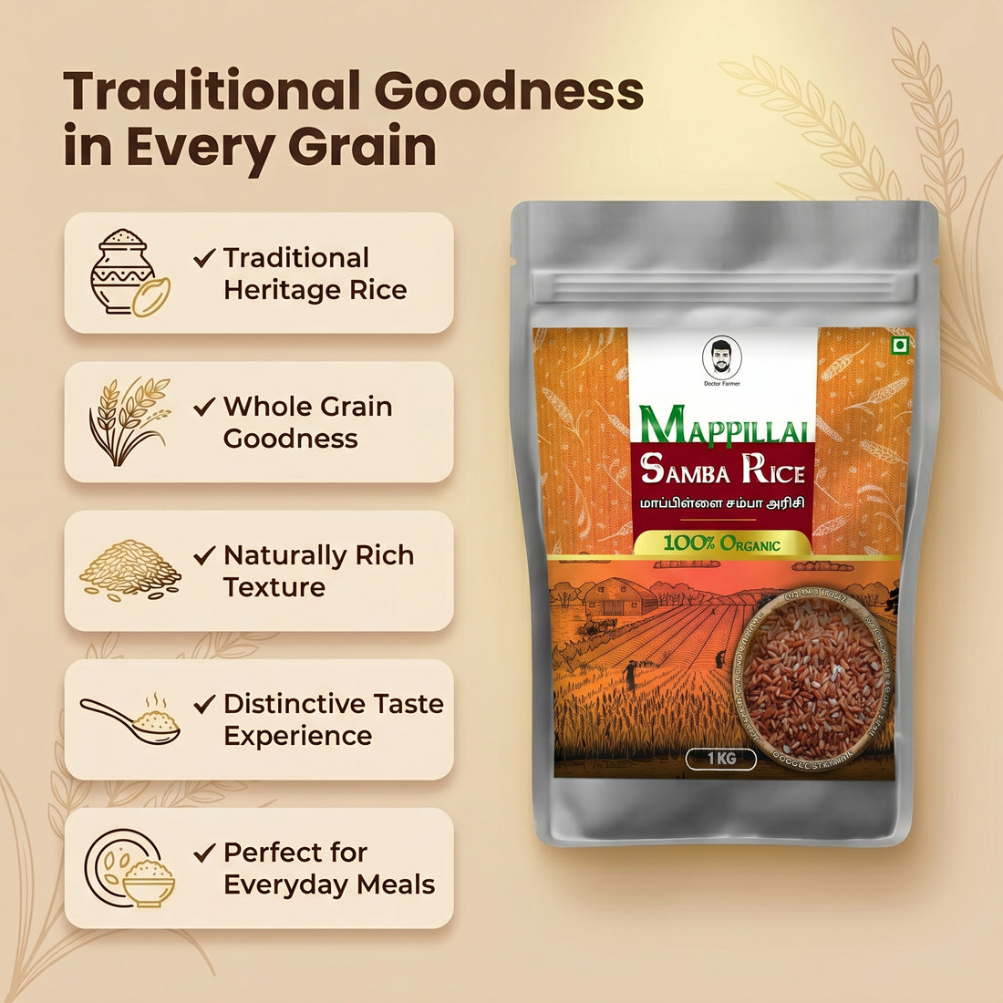 Doctor Farmer Traditional Mappillai Samba Rice 1Kg