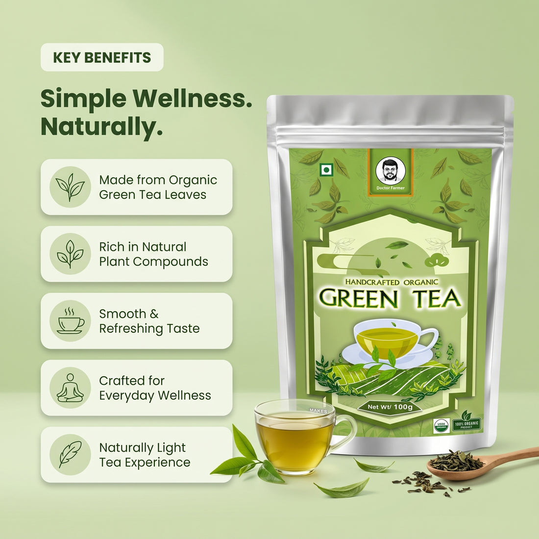 Organic green tea 100gms