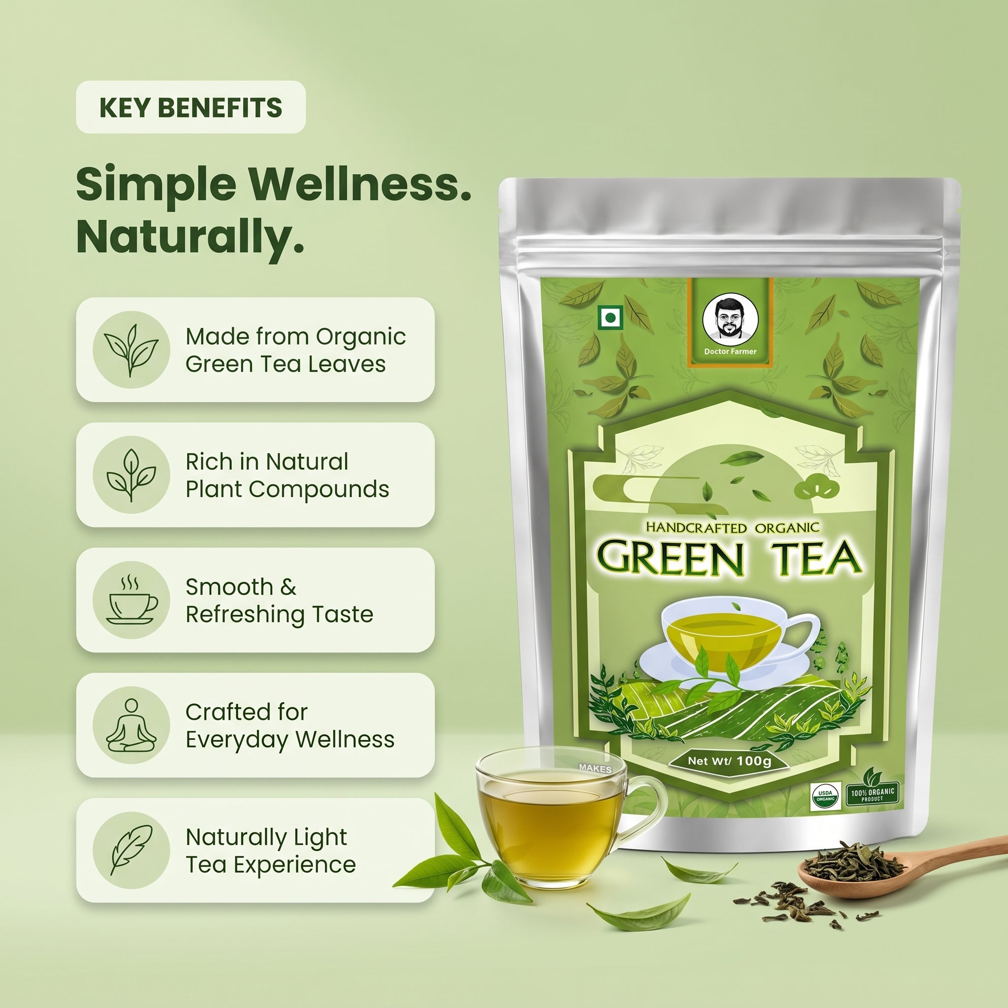 Organic green tea 100gms
