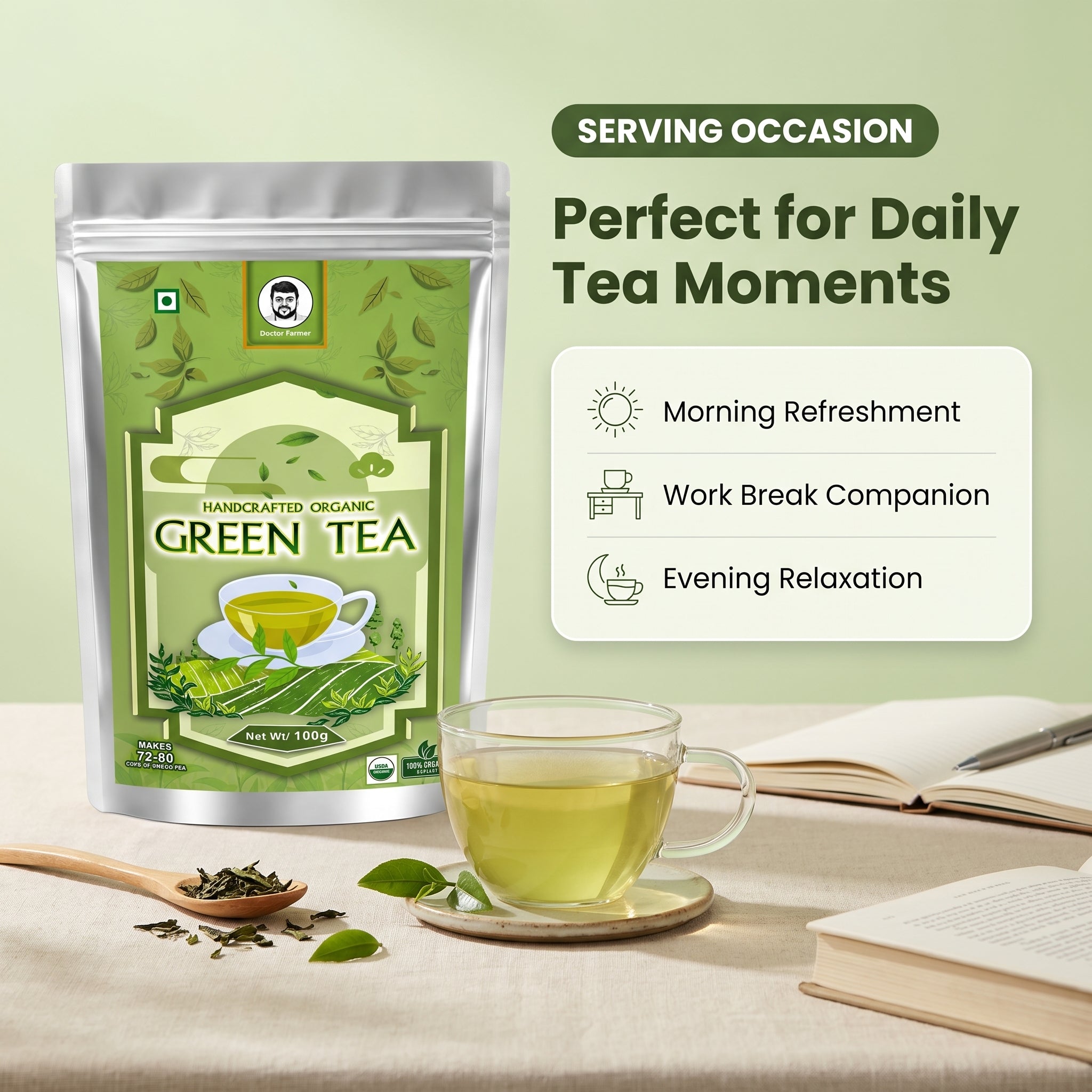 Organic green tea 100gms