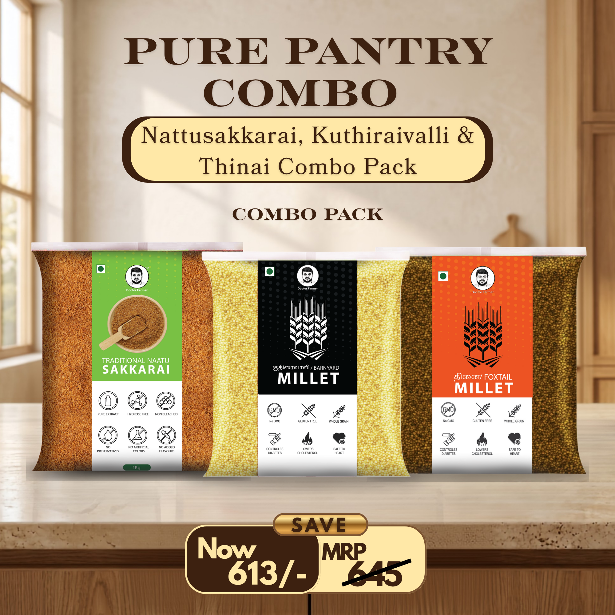 Doctor Farmer Nattusakkarai, Kuthiraivalli & Thinai combo pack