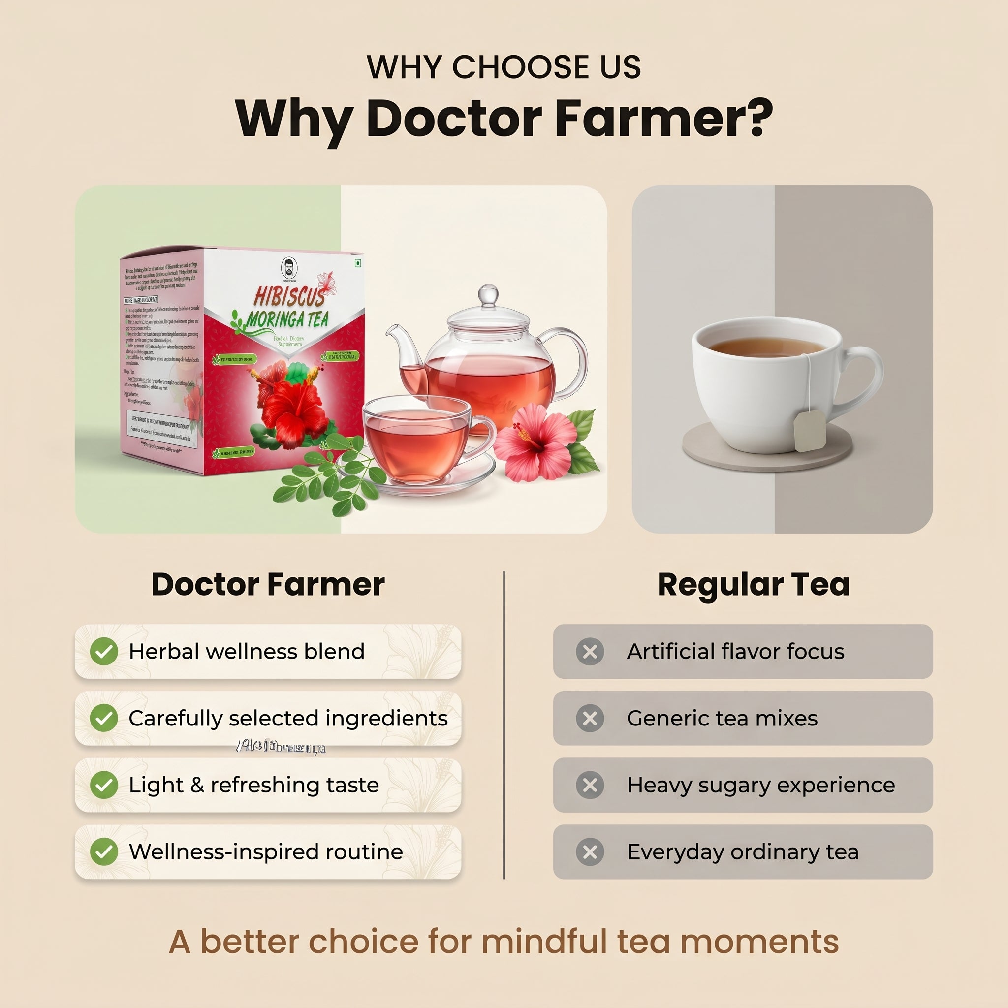 Doctor Farmer Moringa Hibiscus Tea 1 Box (20 Tea Bags)