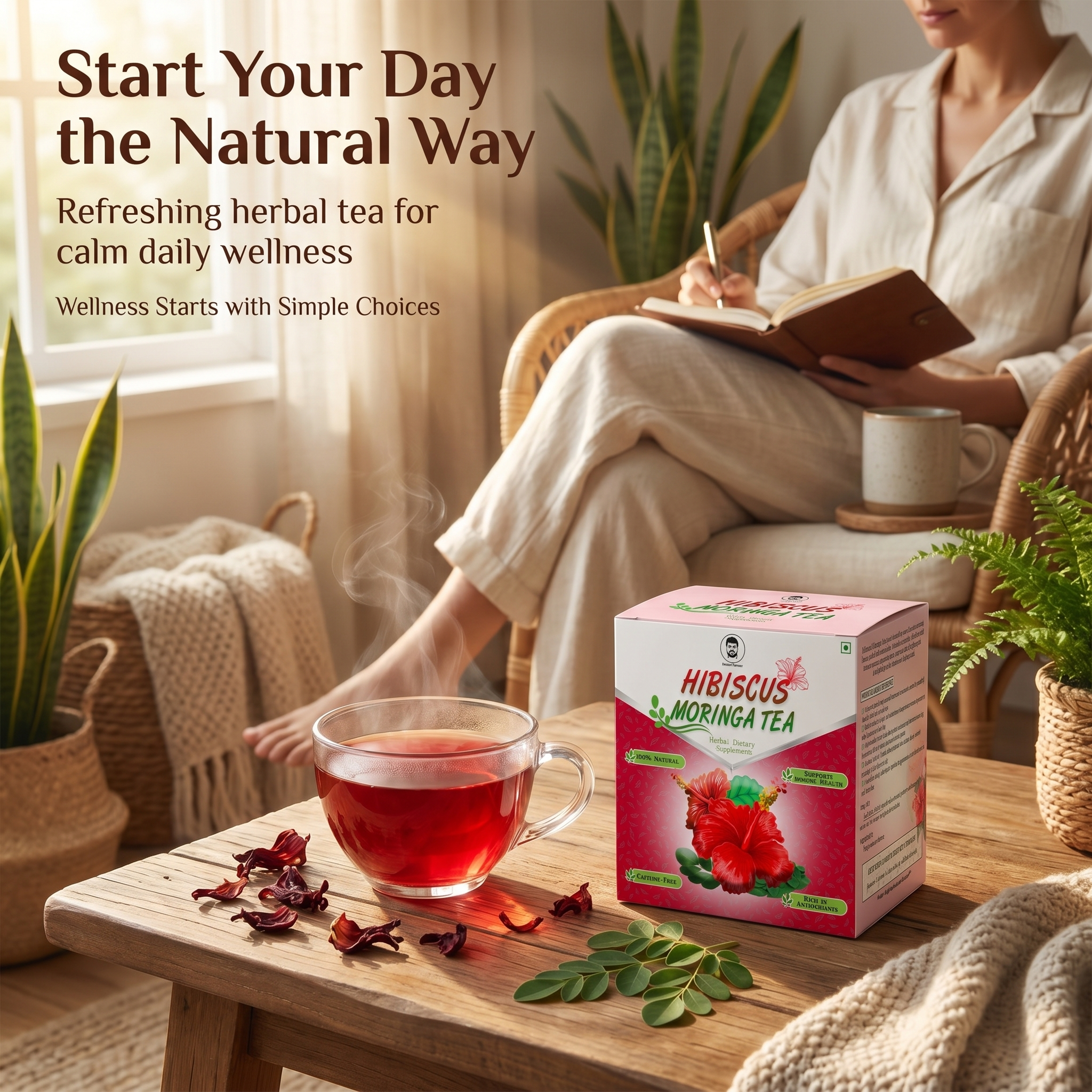 Doctor Farmer Moringa Hibiscus Tea 1 Box (20 Tea Bags)