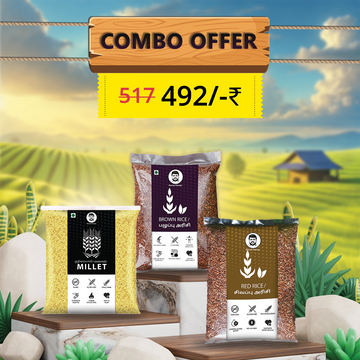 Red Rice, Brown Rice & Kuthiraivali Combo | Each 1kg