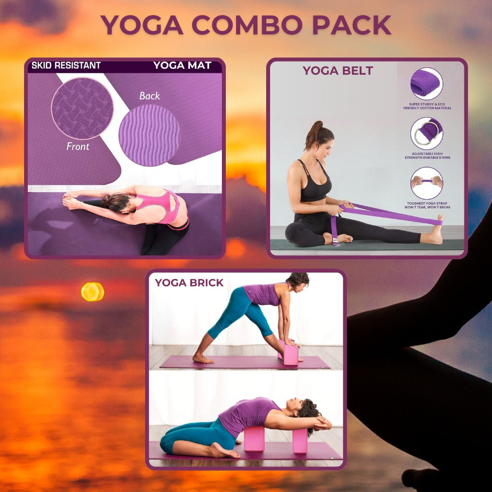 Yoga Combo Pack (Mat, Bricks, Belt)