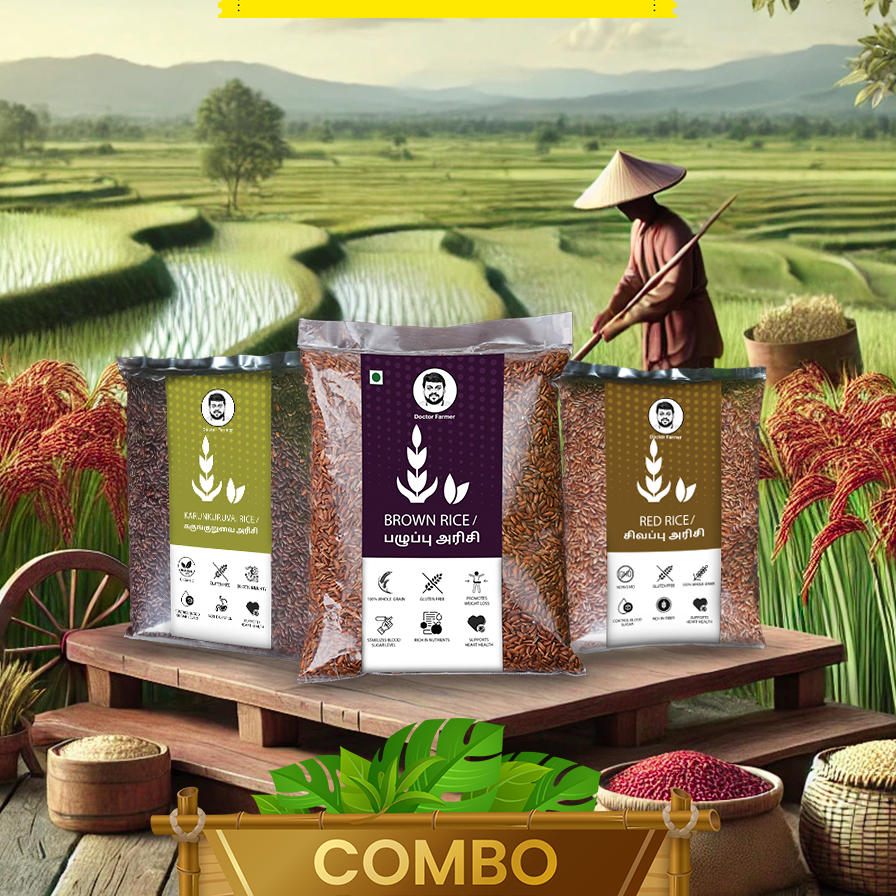 Doctor Farmer Brown, Red & Karunkuravai Rice Combo Pack